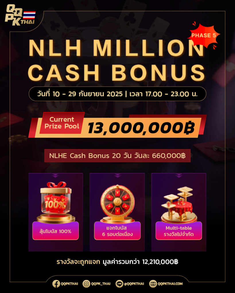 QQPK_NLH Million cash bonus qqpkth qqpkthai qqpk thailand เล่นโป๊กเกอร์ ออนไลน์